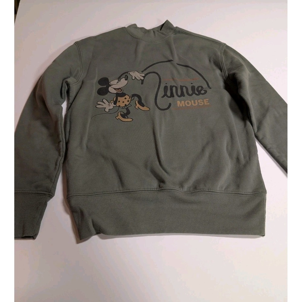 Disney Minnie Mouse Womens XS Green Long Sleeve Crew Neck Sweatshirt Fleece